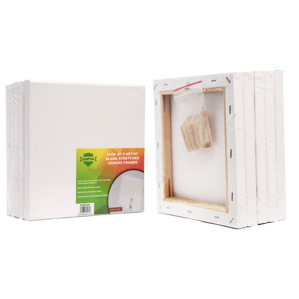 ADEPTNA Pack of 5 Artist Blank Stretched Canvas Frames -