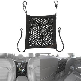 Lescars Luggage Net: Car Seat Back Storage Net, 30 x 28 cm, Elastic (Net for Car Backrest, Car Net, Smartphone Holder)