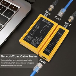 Hiija Coaxial(Coax) Cable Tester Portable BNC F-Style RJ45 Ethernet Continuity Cable Tester Checker