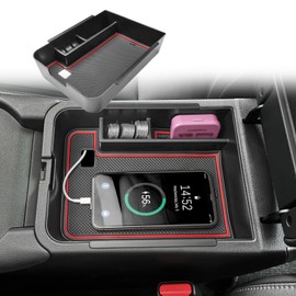 X-TKER Center Console Organizer Tray Compatible with Nissan Sentra 2020 2021 2022 2023 2024 2025 Accessories, Middle Console Organizer for 2020-2025 Sentra Armrest Storage Box Coin Holder, red trim