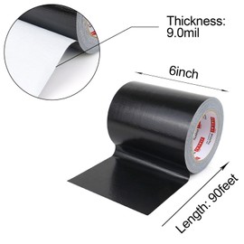 Wide Duct Tape, Industrial Grade 30Yards (90 ft) Wide 6'' Tape Duct, 9 Mil Heavy-Duty, Waterproof, Strong, Flexible, No Residue, for Crafts & Home Improvement (Black, 6'' x 90ft)