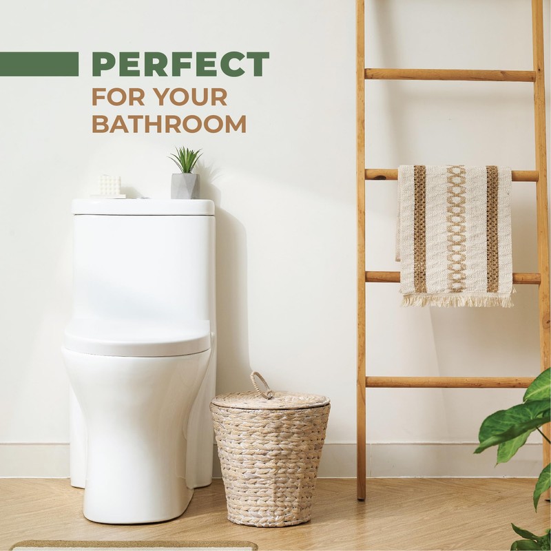 84ECO 3 Gallons White Wicker Trash Can with Lid and