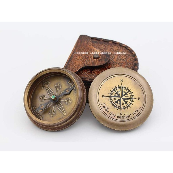 A Unique Gift for Your Love,Valentine's, Husband,Boyfriend, Fiance (I Would be Lost Without You.) Solid Brass Compass W/Case