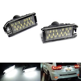 RZG 2x LED Licence Number Plate Light White Canbus For Compass MK49 2014+ Grand Cherokee WK2 Patriot 2017+ Levante