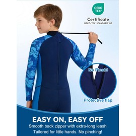 Yikayin Costumi da Bagno per Bambini Lunghezza Intera, Muta da 2,5 mm per Immersioni e Nuoto con Cerniera Posteriore, Muta in Neoprene per Bambini e Ragazzi per Nuoto, Immersioni, Snorkeling, Surf