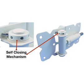 Self Closing Vinyl Fence Gate Single Gate Hardware Kit White(for Vinyl, PVC Fencing)Fence Gate Kit Includes Gate Hinges & Gate Latch w/Screws - Single Fence Gate Kit has 2 Hinges & 1 Latch