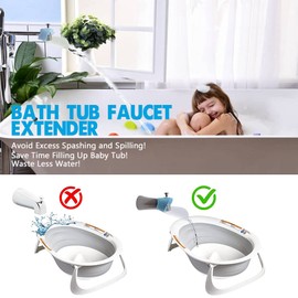 Bath Helper - Bath Tub Faucet Extender - Guides Water Directly from Faucet to Baby Bath Tub Without Excessive Water Waste and Splashing (Blue)