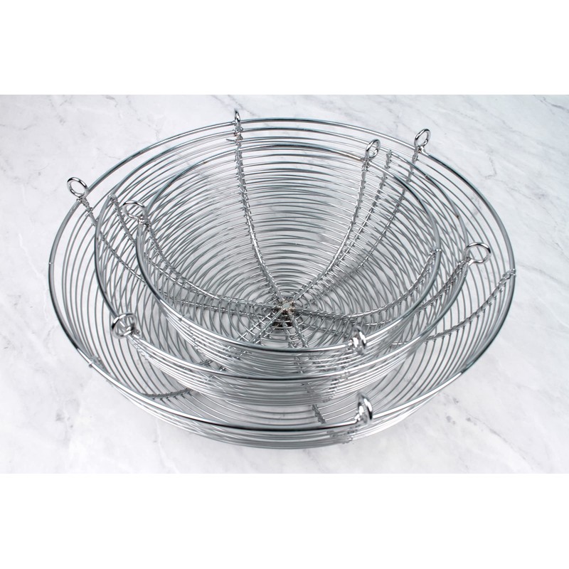 RSVP International Hanging Storage Collection 3-Tier Baskets, Chrome Woven Wire