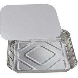 Bakery direct 10 x LARGE U.K. MADE ALUMINIUM FOIL FOOD CONTAINERS TRAYS 9" x 9" plus 10 foil backed Lids and FREE piping bag