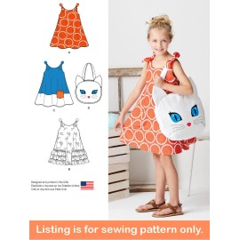 Simplicity SEWING PATTERN Girls Clothes Clothing - Cat Dress Sundress Purse Bag Summer 8102