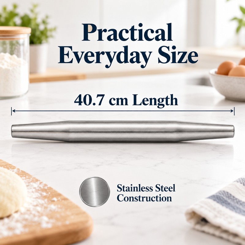 Stainless Steel Rolling Pin for Dough and Dumplings – Smooth