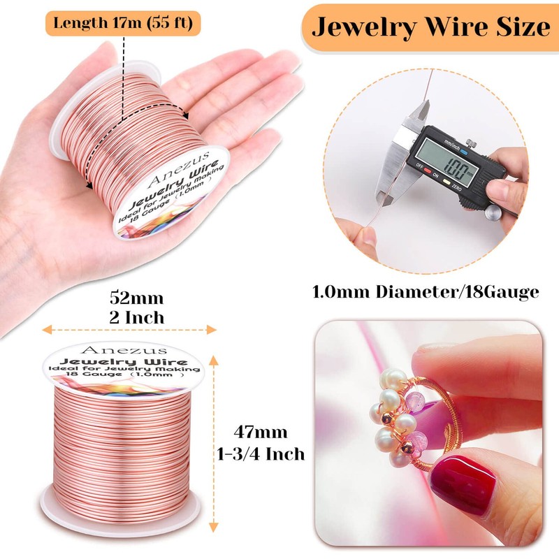 18 Gauge Jewelry Wire for Jewelry Making, Anezus Rose Gold