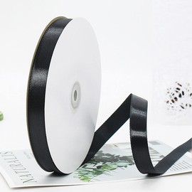 CC wonderland zone Satin Ribbon Black 91 m Long x 10 mm Wide Decoration Gift Ribbon Decorative Ribbon Fabric Ribbon for Wedding