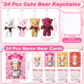 Leitee 24 Set Nurse Appreciation Gifts 24pcs Small Bears Plush Stuffed Animals Toy 24pcs Thank You Card Nurses Week Gifts Set for Female, Doctor Assistants, and Nursing Students Graduation Gifts
