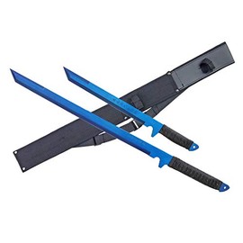 Blazing Steel Last Samurai Sword Fantasy Machete Set with Nylon Sheath (Blue)