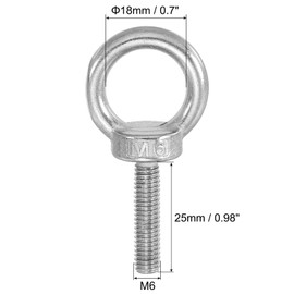 TA-VIGOR 5Pcs M6 x 25mm Lifting Long Eye Bolt, 304 Stainless Steel Wall Expansion Anchor Bolts, Masonry Concrete Screws Shoulder Eyebolt Lifting Ring with Nuts Washers for Hanging Hammock Article