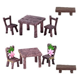 8Pcs Fairy Garden Accessories, Mini Miniature Landscape Table Chair, Fairy Garden Kits for Children, Miniature Garden Ornaments for Christmas Decoration, Dollhouse, Desk Decor