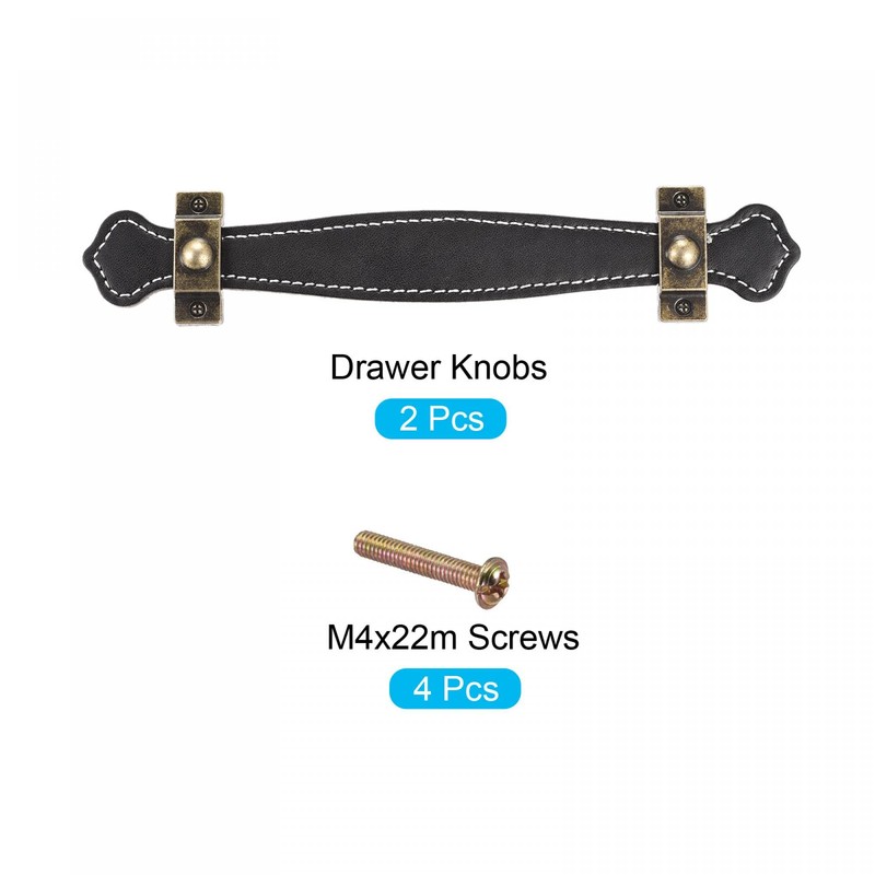 sourcing map Leather Handle, 6.3" 2Pcs Surface Leather Furniture Handles,