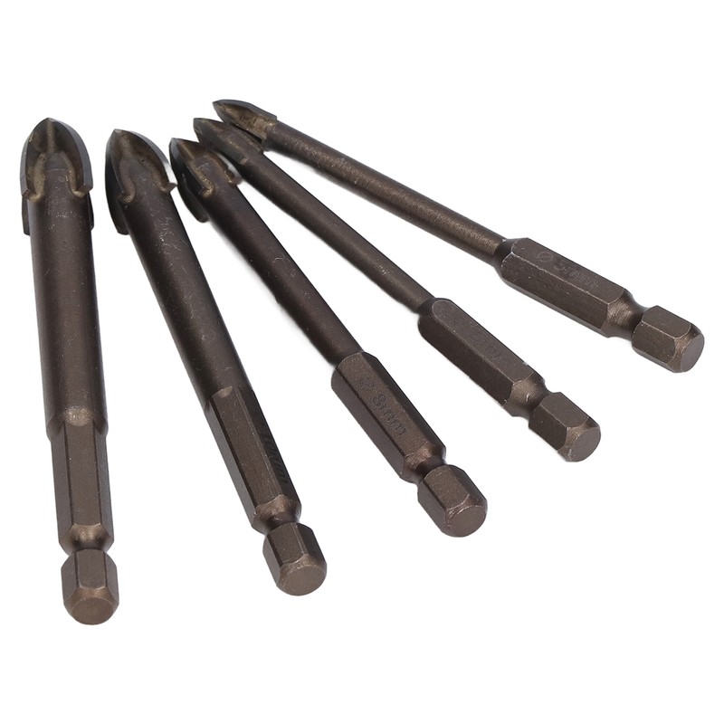 5Pcs Cross Hex Drill Bit Carbide Glass Drills Bits Concrete