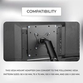 HumanCentric VESA Mount Adapter Plate for TV Mounts, VESA Conversion Plate for Flat and Curved TVs, Convert 50x50, 75x75 and 100x100 to 200x200 mm Patterns, Includes Hardware Kit