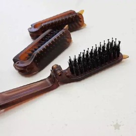 천연 멧돼지 털 나무 손잡이 접이식 휴대 빗 여행 출장 가방 속 헤어 스타일링 Natural Boar Bristle Wooden Handle Folding Travel Hair Styling Brush