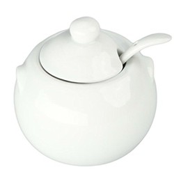 Bia Cordon Bleu White Porcelain Sugar Bowl With Cover and Spoon