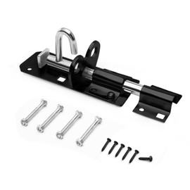 Galvanised Brenton Bolt Sliding Door Lockable Padbolt – 4" (100mm) Heavy Duty Zinc Plate Lock Pad Garden Shed Gate Latch Patio Door Security Gate Bolt Bedroom | Black