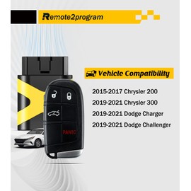 Remote2program Self Programmable Car Key Fob Smart DIY Programming Remote and Keyless Entry Remote Replacement for Chrysler 200/300/ and for Dodge Charger/Challenger with FCC: M3N-40821302 (4 Button)
