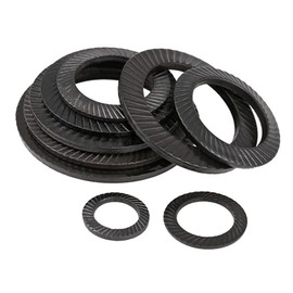 CONPHERON Locking Washers Black Non-Slip Locking Washer Carbon Steel Serrated Washer M4, 90 Pieces