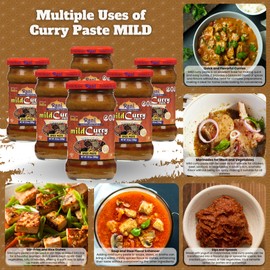Rani Curry Paste MILD (Spice Paste) 10.5oz (300g) Glass Jar, Pack of 5+1 FREE ~ No Colors | All Natural | NON-GMO | Kosher | Vegan | Gluten Free | Indian Origin