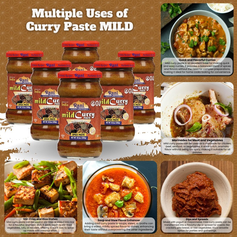 Rani Curry Paste MILD (Spice Paste) 10.5oz (300g) Glass Jar,