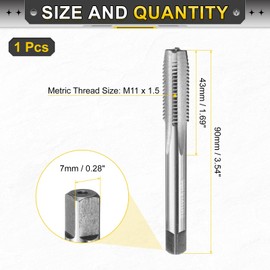 sourcing map Hand Plug Tap M11 x 1.5 H2 Metric Thread Plug Style Taps Straight Flute Screw Tapping Threading Tool 9CrSi Alloy Tool Steel