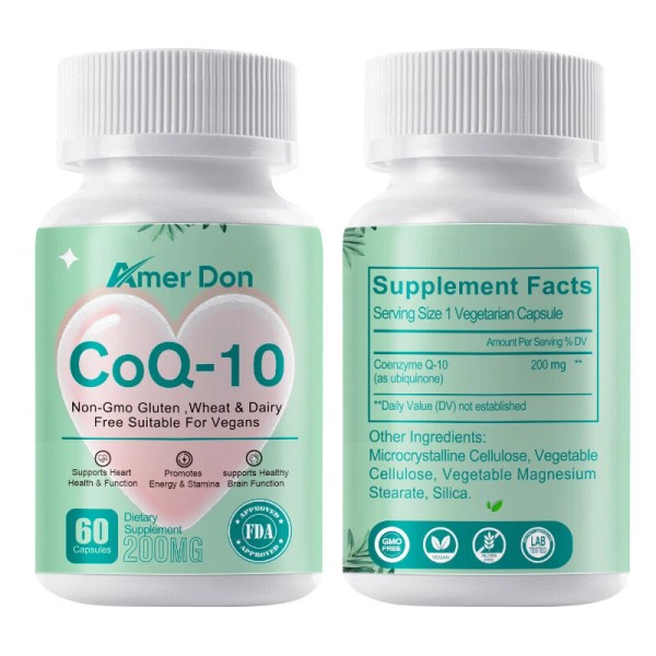 Amer Don Coenzyme Q-10 200mg Antioxidant Heart Support Increase Energy