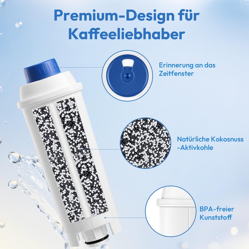 Finsna Water Filter Replacement for De'Longhi DLSC002, Compatible with Magnifica