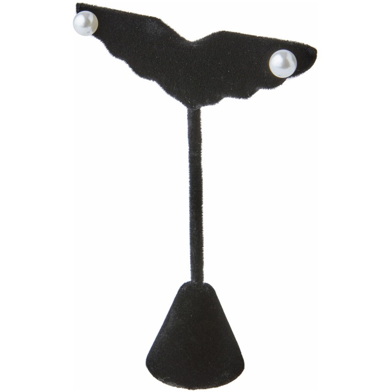 Plymor Black Velvet Wing Shaped, Three Pair Earring Display Stand,