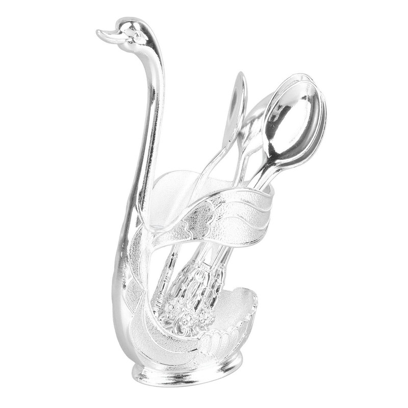 Coffee Spoon Holder Elegant Swan Shaped Alloy Mirror Polish Rich