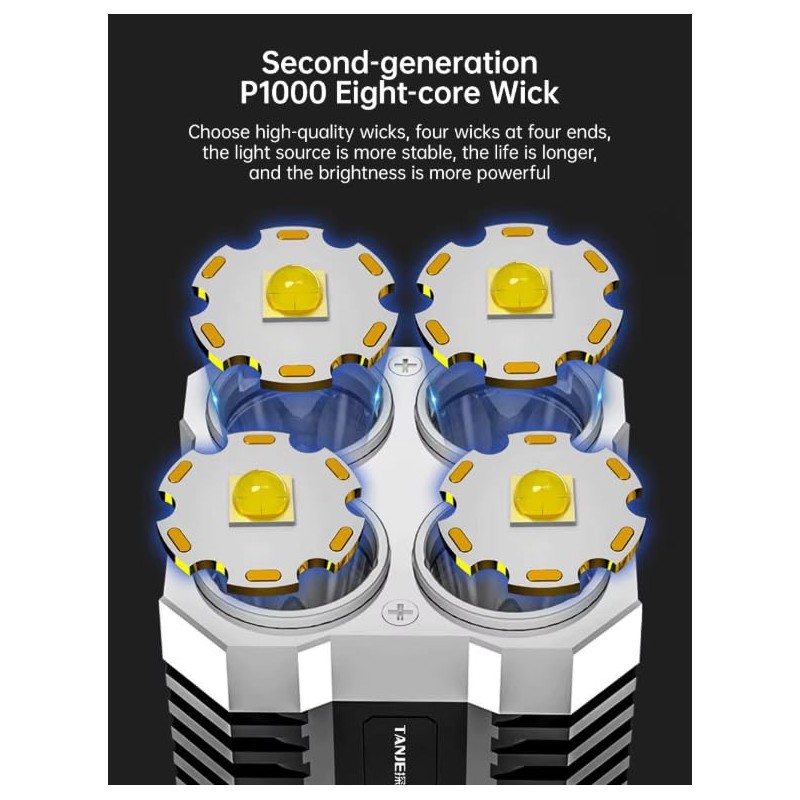 Voltstech Super Bright 4-LED Flashlights High Lumen, 1000LM Powerful Tactical