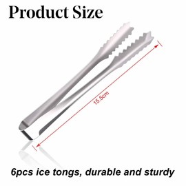 6 Pack Stainless Steel Ice Tongs Sugar Tongs Serving Tongs Small Kitchen Tongs for Party Coffee Kitchen