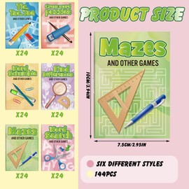 Mini Activity Books for Kids, Mini Fun and Games, Challenging Activities Include Mazes, Word Search, Word Scramble, Find Difference and More for Party Classroom Gifts Bag Stuffers (96, Classic)