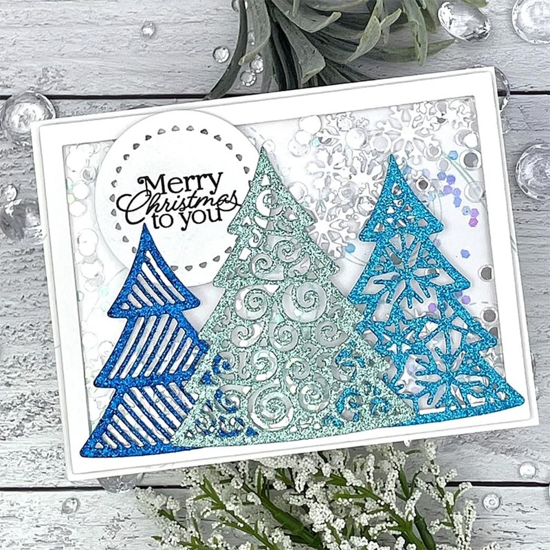 3Pcs Christmas Tree Dies Metal Die Cuts, 3Pcs Christmas Tree