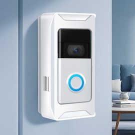 Anti-Theft Video Doorbell Mount Compatible with Ring/Blink Wireless Camera Doorbell, Adjustable Angle Doorbell Mount No-Drill Battery Doorbell Bracket for Houses, Apartments, Businesses（White