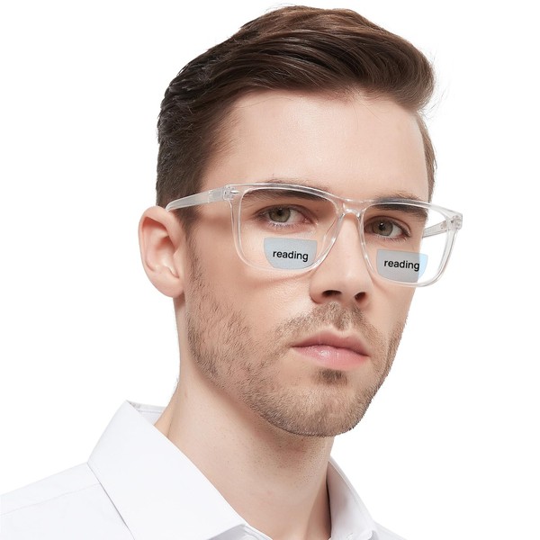 WEMOOTANTS Large Bifocal Reading Glasses Men Blue Light Blocking Readers