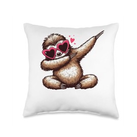Sloth Heart Shape Sunglasses Dabbing Dance Lover Throw Pillow