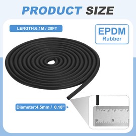 PATIKIL Foam Rubber Weather Seal Strip, 0.18" 15Ft EPDM Rubber Weather Stripping for Sealing Gaps Joints Crack Filling DIY Gasket, Black