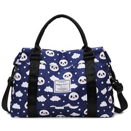 Travel Duffle Bag Weekender Overnight Bag Gym Tote Bag with Dry and Wet Separated Pocket for Women Girls Shoulder Bag Workout Duffel Bag Water Resistant (cute panda)