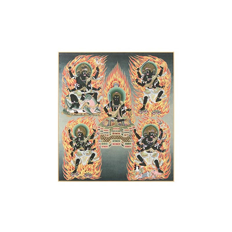 Buddhist Painting Colored Paper - The Five Major Myoking