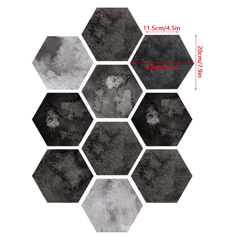 10Pcs Simulation Hexagonal Unique Pattern Waterproof Non-Slip Self Adhesive Tile