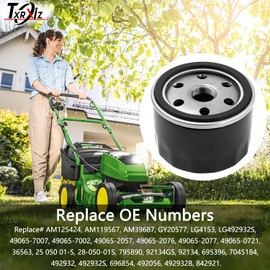 TXRXIZ TXRXIZ AM125424 Oil Filter Replacement for JD D100 D105 D110 D120 D125 D130 D140 D150 D155 D160 D170 Lawn Mower Tractor Replace AM119567 GY20577 LG492932S 1PCS