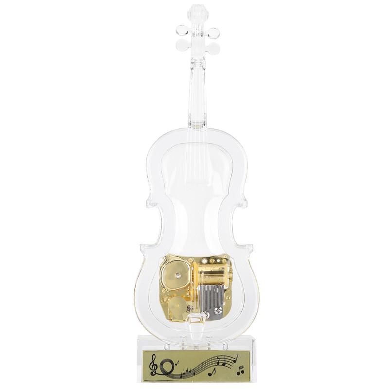 Cello Shaped Music Box with LED Lights Transparent Musical Box