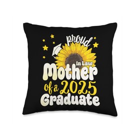 Mother-in-Law of a 2025 Graduate 25 Graduation Sunflower Throw Pillow